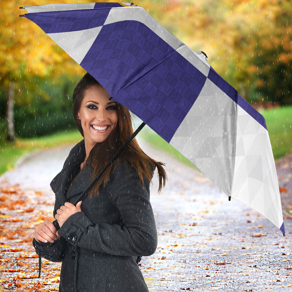 Croatia Football Umbrella Checkerboard Pattern with Glagolitic Script Away Color