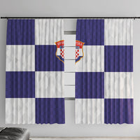 Croatia Football Window Curtain Checkerboard Pattern with Glagolitic Script Away Color