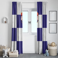 Croatia Football Window Curtain Checkerboard Pattern with Glagolitic Script Away Color
