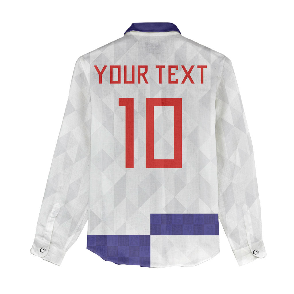 Croatia Football Custom Women Casual Shirt Checkerboard Pattern with Glagolitic Script Away Color