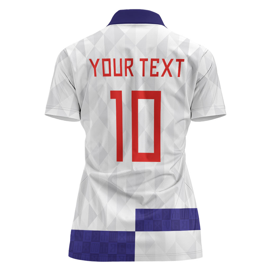 Croatia Football Custom Women Polo Shirt Checkerboard Pattern with Glagolitic Script Away Color