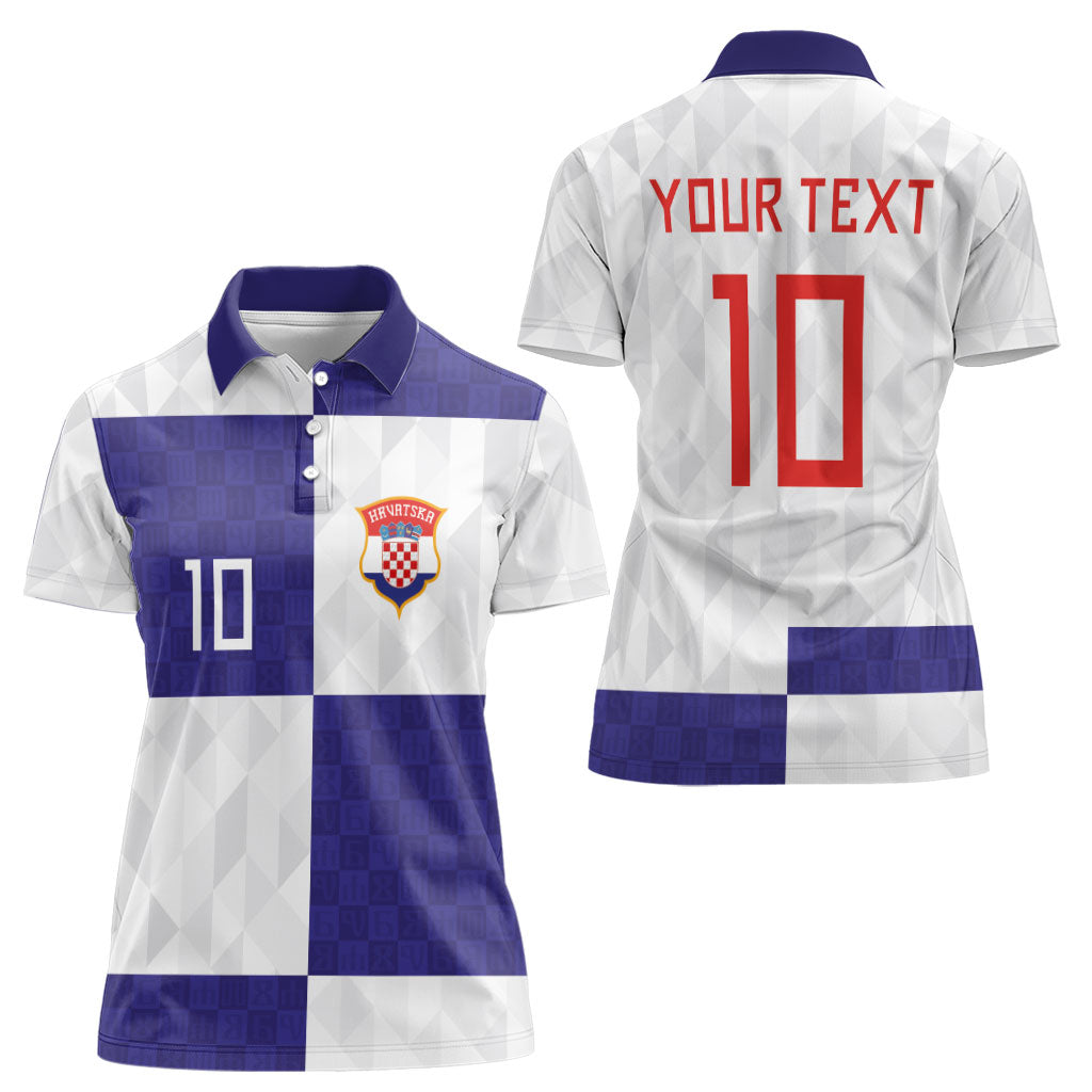 Croatia Football Custom Women Polo Shirt Checkerboard Pattern with Glagolitic Script Away Color