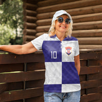 Croatia Football Custom Women Polo Shirt Checkerboard Pattern with Glagolitic Script Away Color