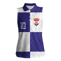 Croatia Football Custom Women Sleeveless Polo Shirt Checkerboard Pattern with Glagolitic Script Away Color