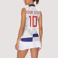Croatia Football Custom Women Sleeveless Polo Shirt Checkerboard Pattern with Glagolitic Script Away Color
