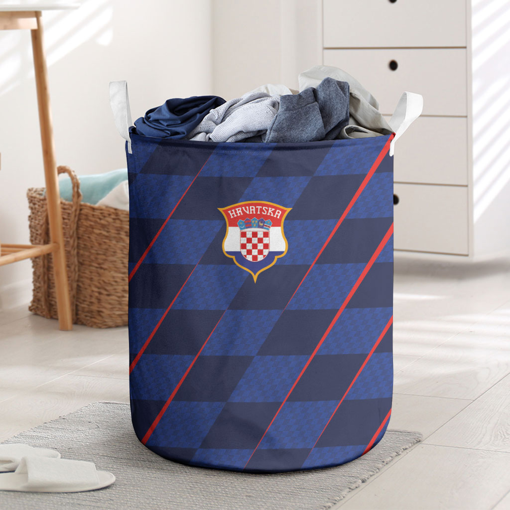 Croatia Football Laundry Basket Glagolitic Script Checkerboard Sporty Style Away Color