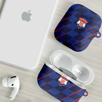 Croatia Football AirPods Case Glagolitic Script Checkerboard Sporty Style Away Color