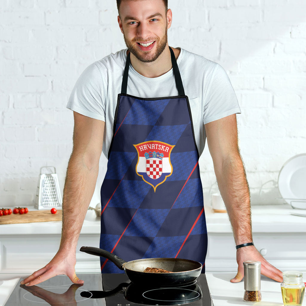 Croatia Football Apron Glagolitic Script Checkerboard Sporty Style Away Color