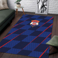 Croatia Football Area Rug Glagolitic Script Checkerboard Sporty Style Away Color