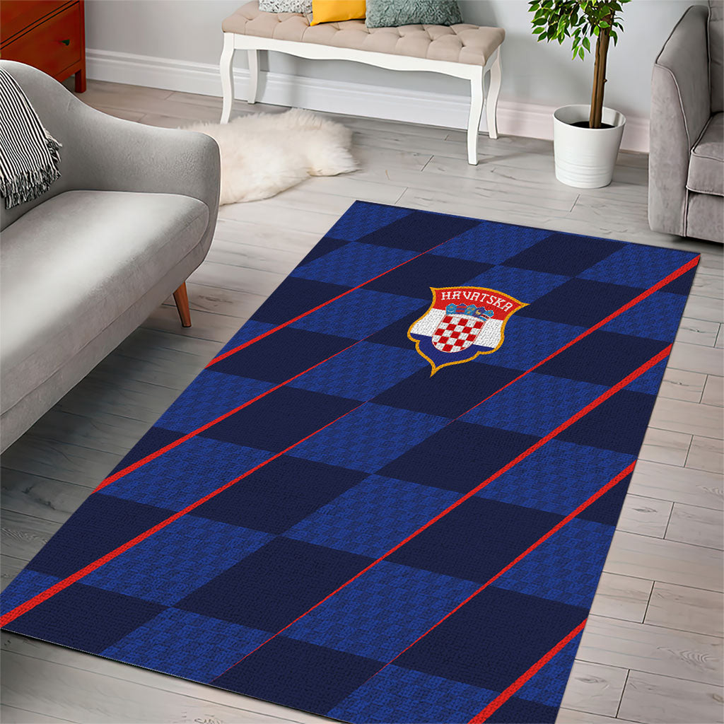 Croatia Football Area Rug Glagolitic Script Checkerboard Sporty Style Away Color