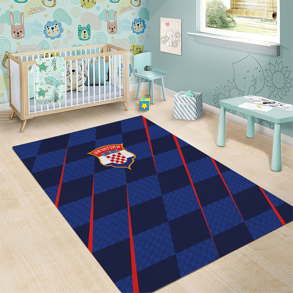 Croatia Football Area Rug Glagolitic Script Checkerboard Sporty Style Away Color