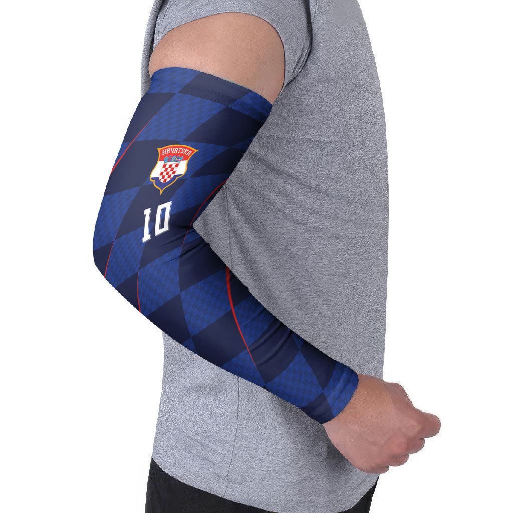 Croatia Football Custom Arm Sleeves Glagolitic Script Checkerboard Sporty Style Away Color