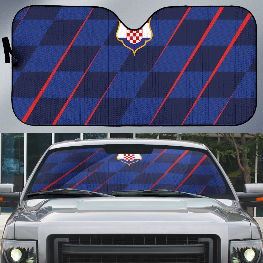 Croatia Football Auto Sun Shade Glagolitic Script Checkerboard Sporty Style Away Color