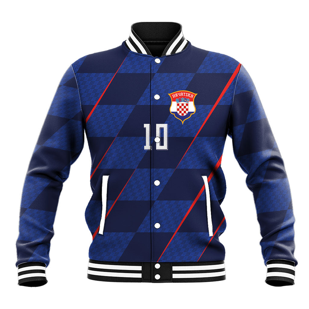 Croatia Football Custom Baseball Jacket Glagolitic Script Checkerboard Sporty Style Away Color
