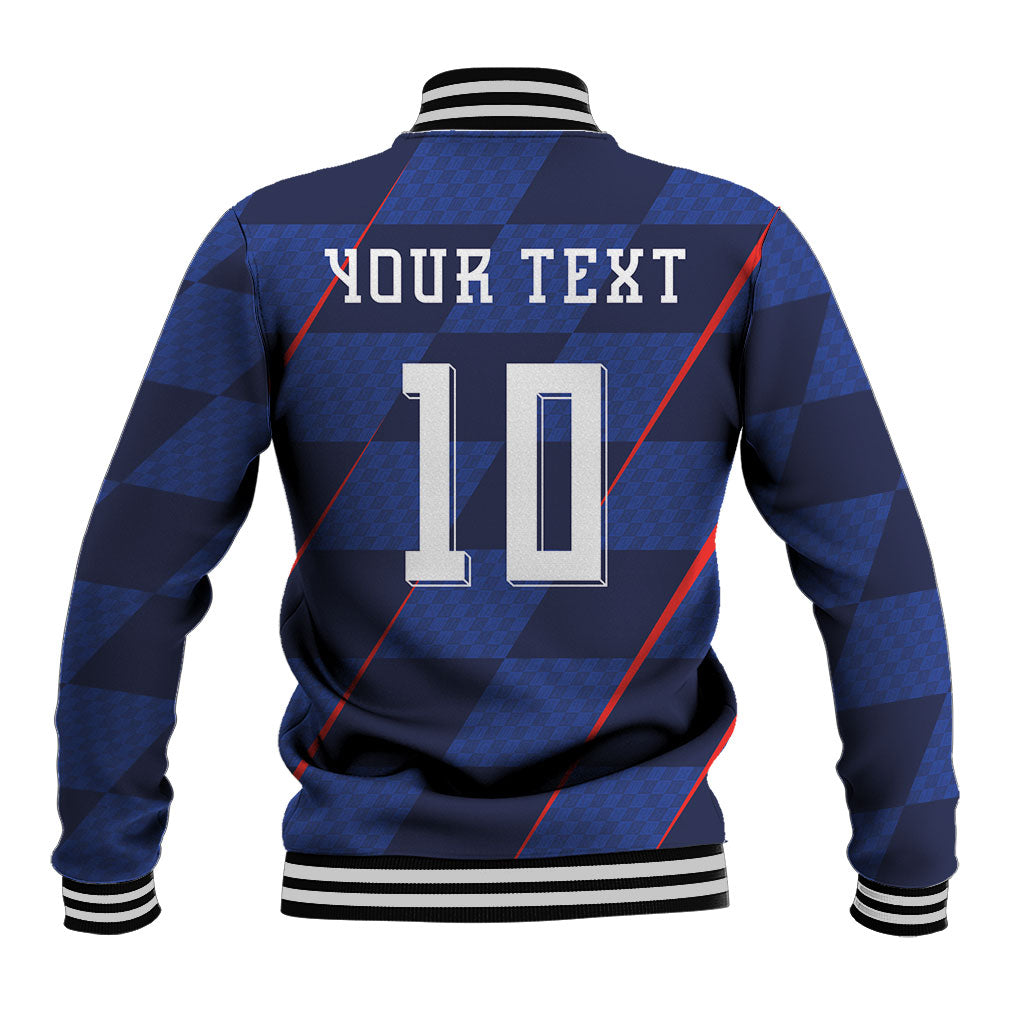 Croatia Football Custom Baseball Jacket Glagolitic Script Checkerboard Sporty Style Away Color