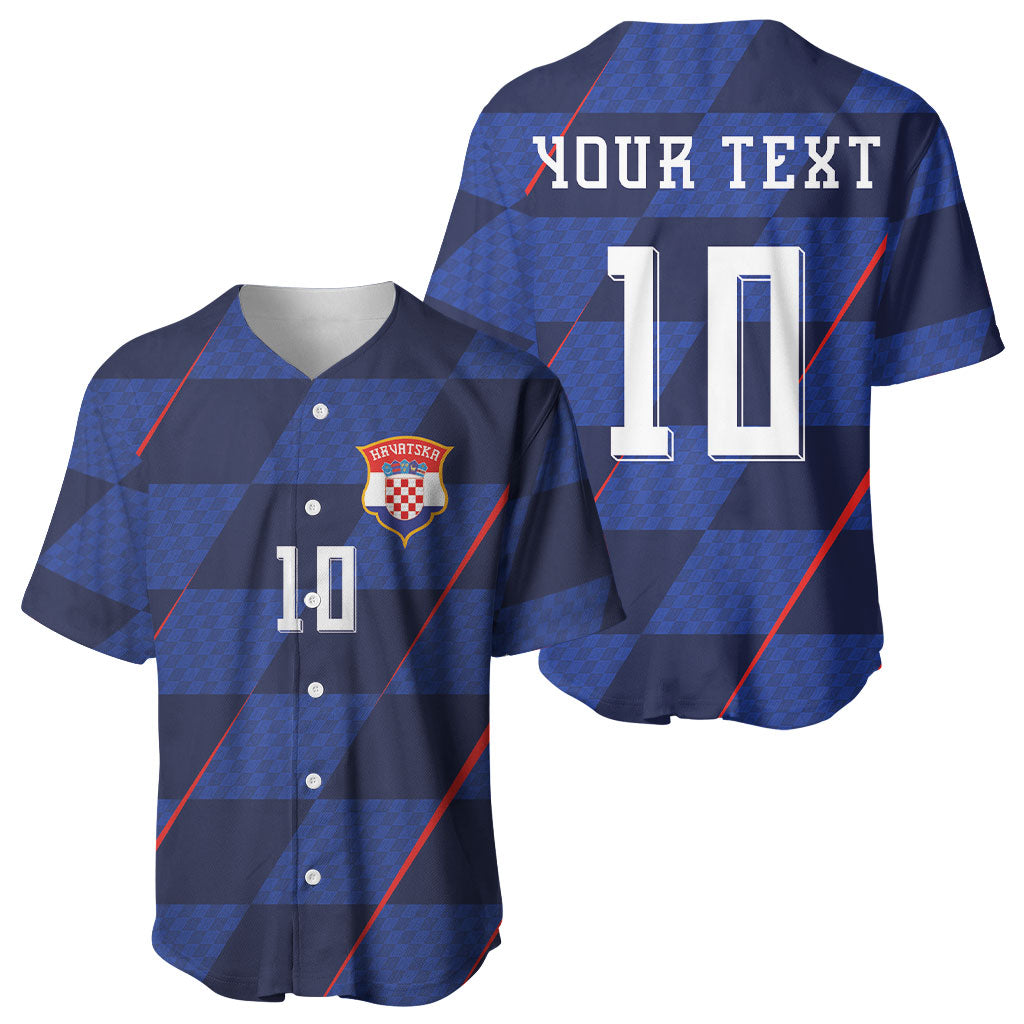 Croatia Football Custom Baseball Jersey Glagolitic Script Checkerboard Sporty Style Away Color