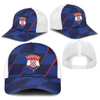 Croatia Football Baseball Net Cap Glagolitic Script Checkerboard Sporty Style Away Color