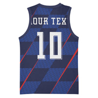 Croatia Football Custom Basketball Jersey Glagolitic Script Checkerboard Sporty Style Away Color