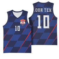 Croatia Football Custom Basketball Jersey Glagolitic Script Checkerboard Sporty Style Away Color