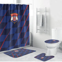 Croatia Football Bathroom Set Glagolitic Script Checkerboard Sporty Style Away Color