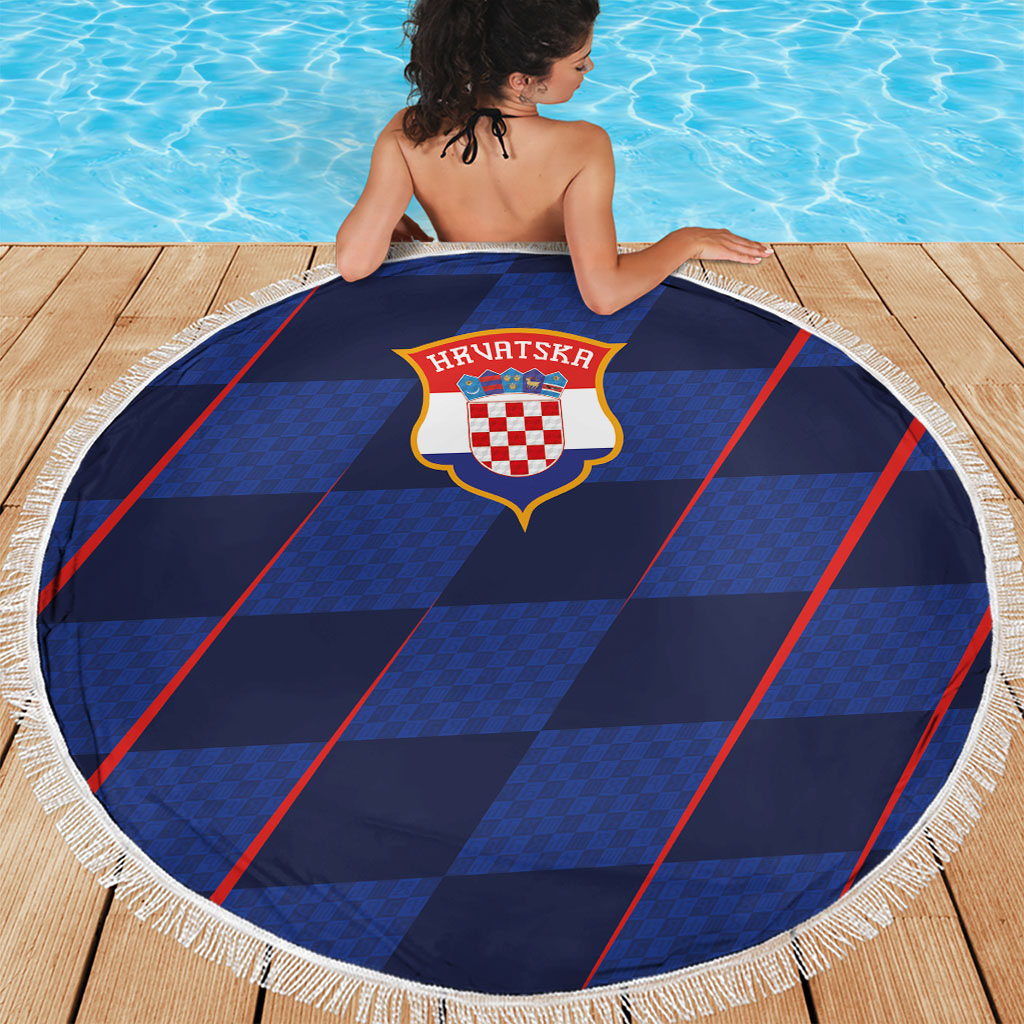 Croatia Football Beach Blanket Glagolitic Script Checkerboard Sporty Style Away Color