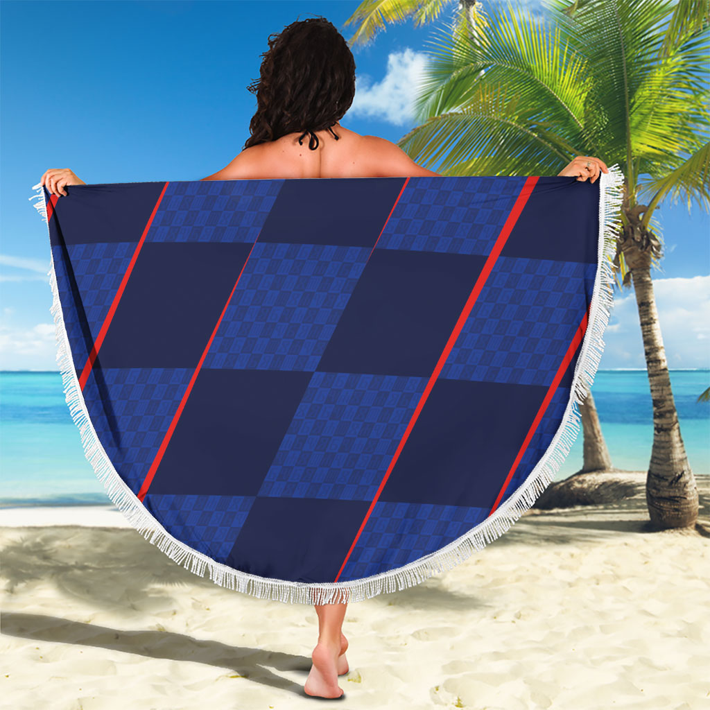 Croatia Football Beach Blanket Glagolitic Script Checkerboard Sporty Style Away Color