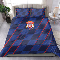 Croatia Football Bedding Set Glagolitic Script Checkerboard Sporty Style Away Color