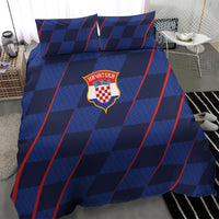 Croatia Football Bedding Set Glagolitic Script Checkerboard Sporty Style Away Color