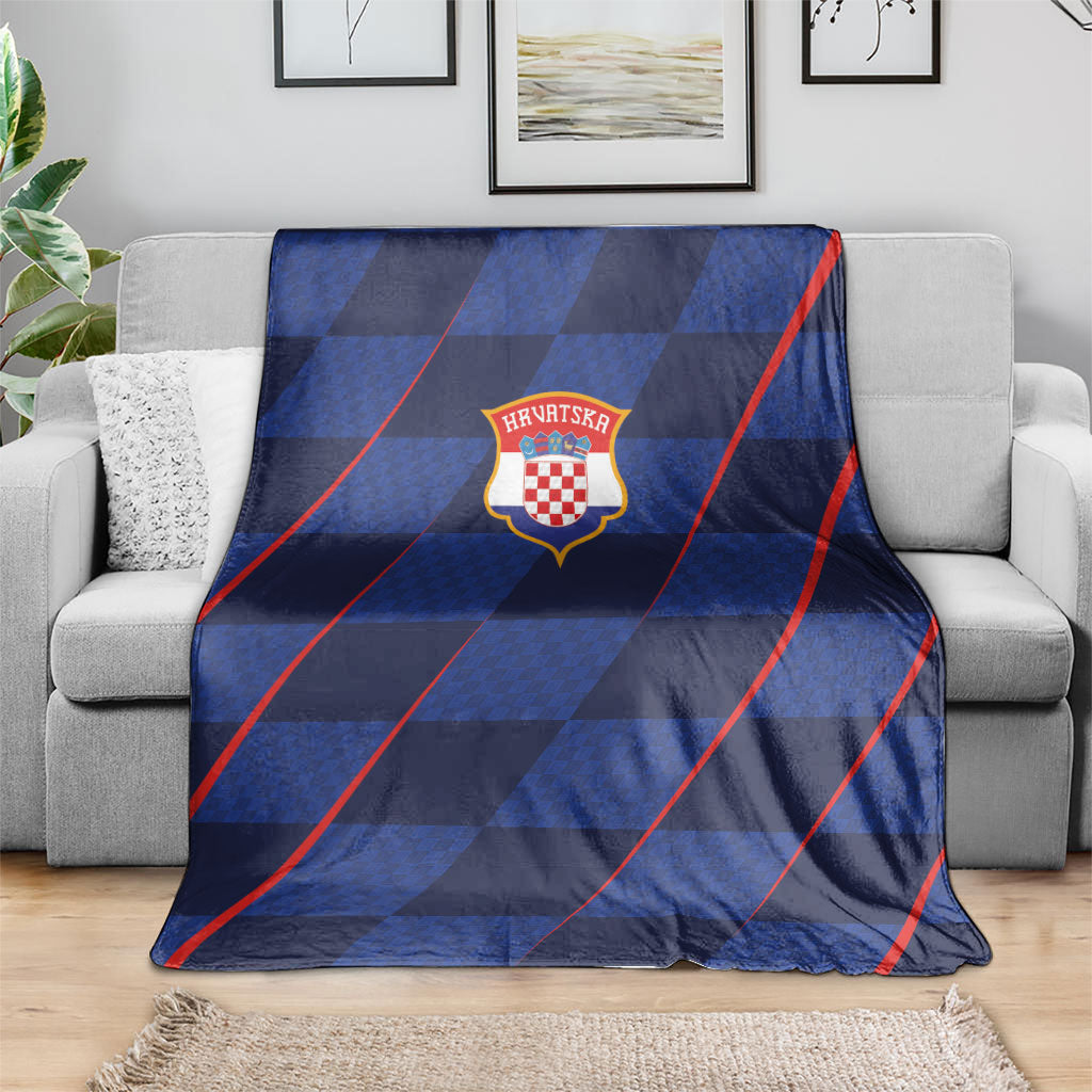 Croatia Football Blanket Glagolitic Script Checkerboard Sporty Style Away Color