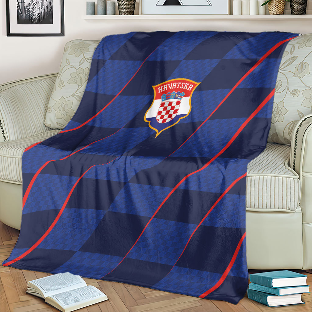 Croatia Football Blanket Glagolitic Script Checkerboard Sporty Style Away Color