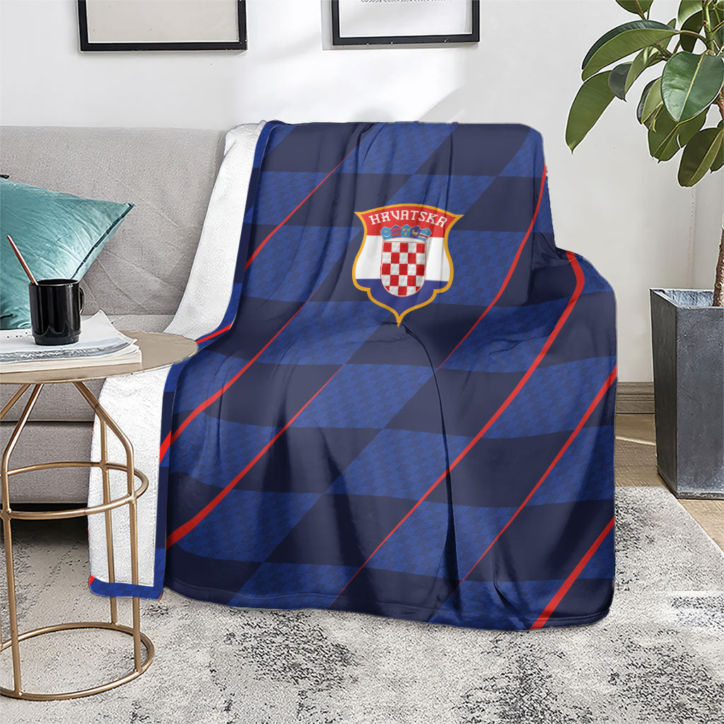 Croatia Football Blanket Glagolitic Script Checkerboard Sporty Style Away Color