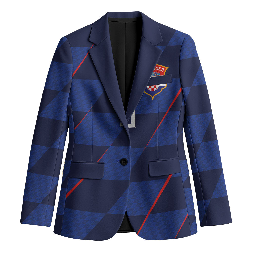 Croatia Football Custom Blazer Glagolitic Script Checkerboard Sporty Style Away Color