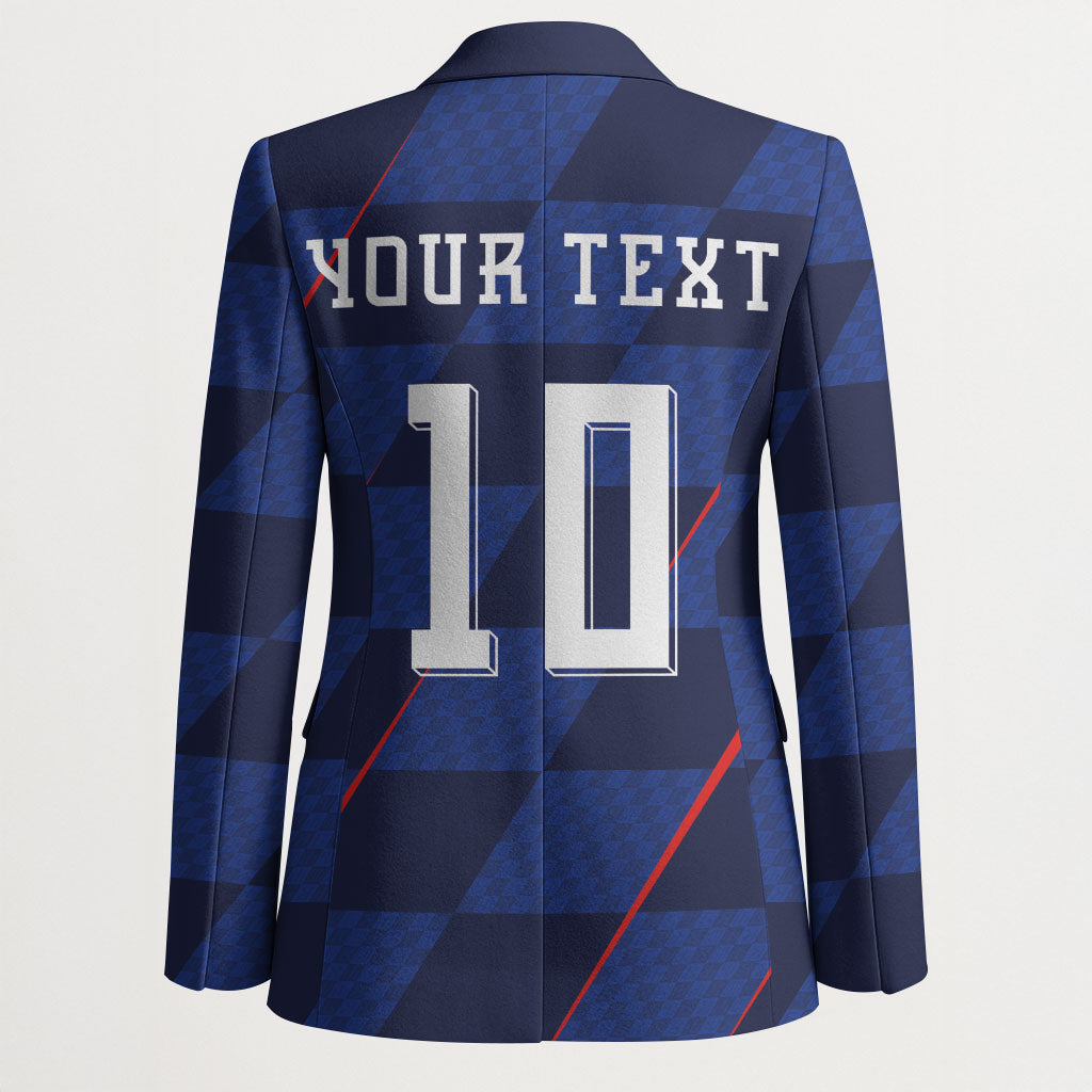 Croatia Football Custom Blazer Glagolitic Script Checkerboard Sporty Style Away Color