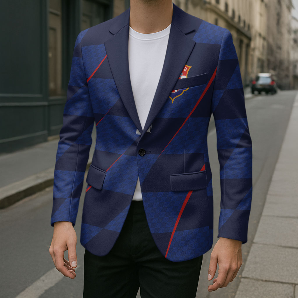 Croatia Football Custom Blazer Glagolitic Script Checkerboard Sporty Style Away Color