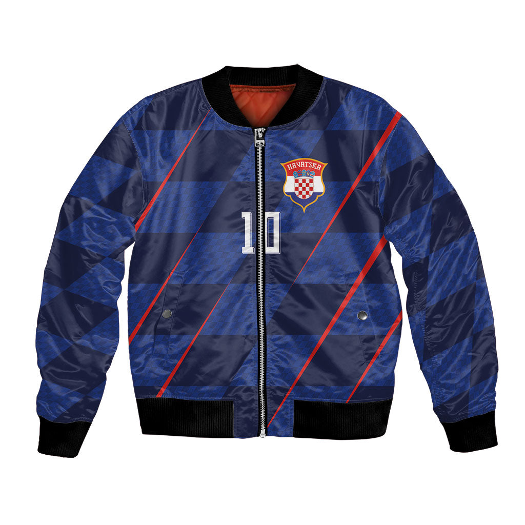 Croatia Football Custom Bomber Jacket Glagolitic Script Checkerboard Sporty Style Away Color