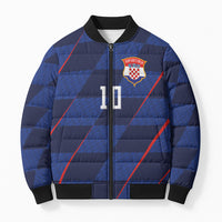Croatia Football Custom Bomber Puffer Jacket Glagolitic Script Checkerboard Sporty Style Away Color