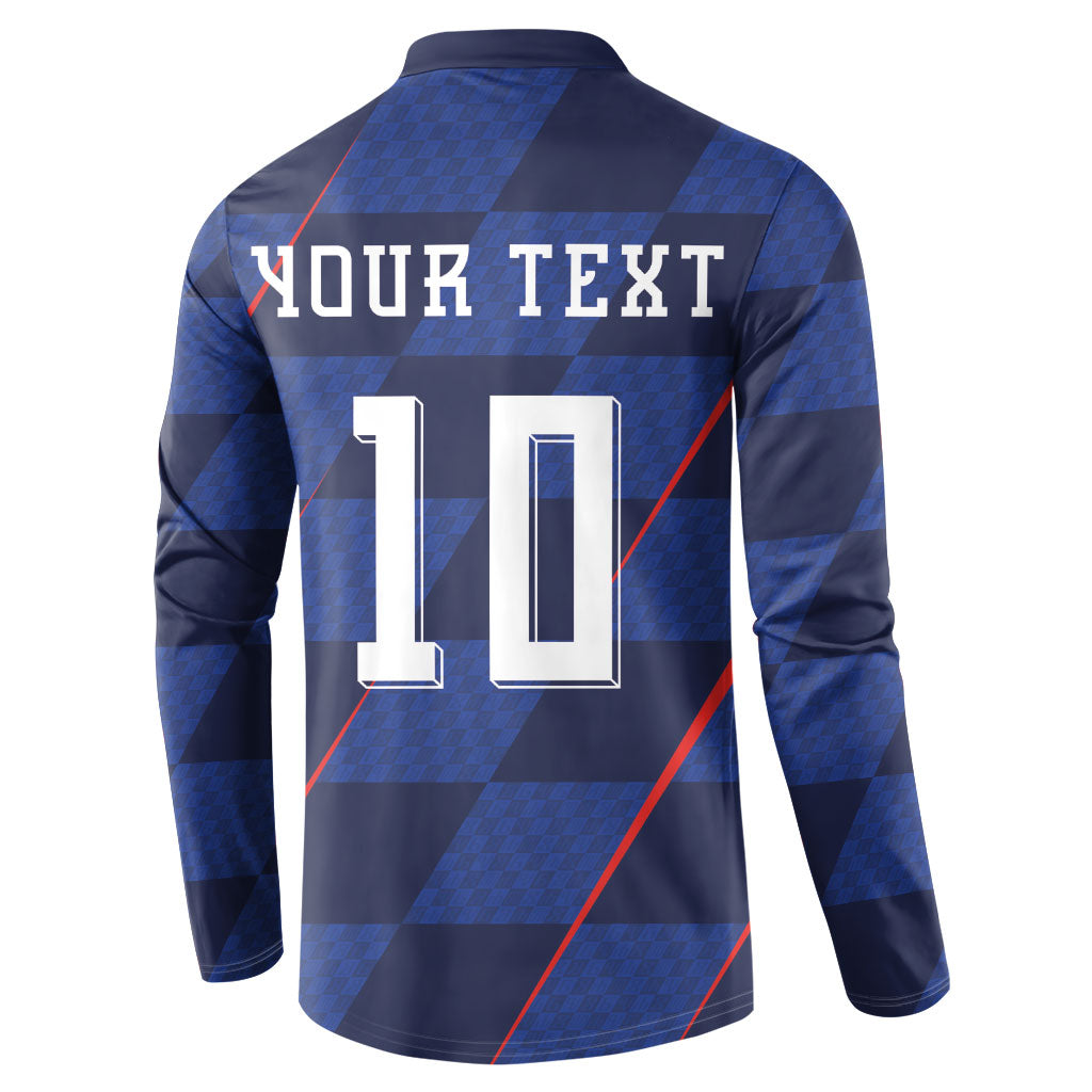 Croatia Football Custom Button Sweatshirt Glagolitic Script Checkerboard Sporty Style Away Color