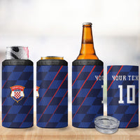 Croatia Football Custom 4 in 1 Can Cooler Tumbler Glagolitic Script Checkerboard Sporty Style Away Color