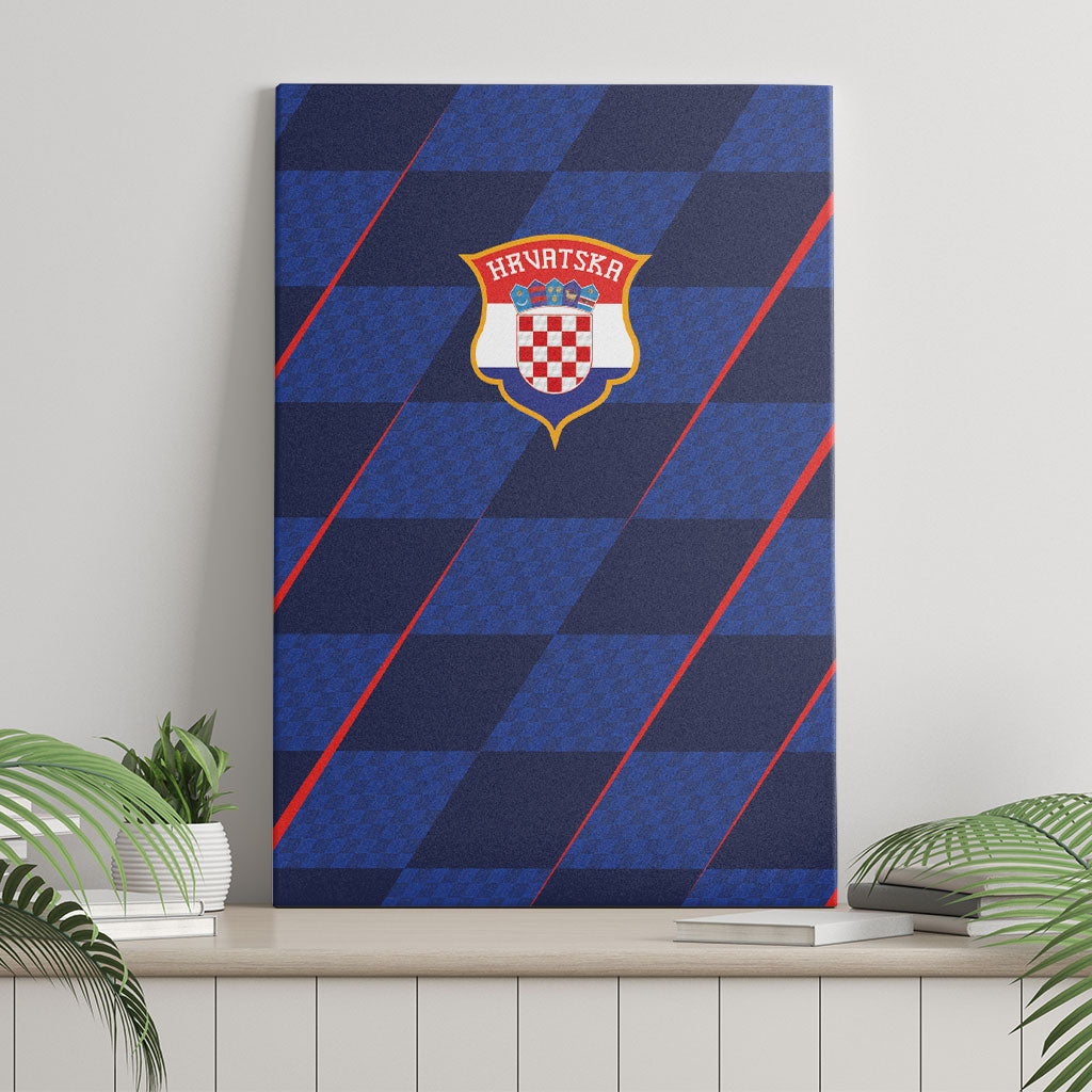 Croatia Football Canvas Wall Art Glagolitic Script Checkerboard Sporty Style Away Color