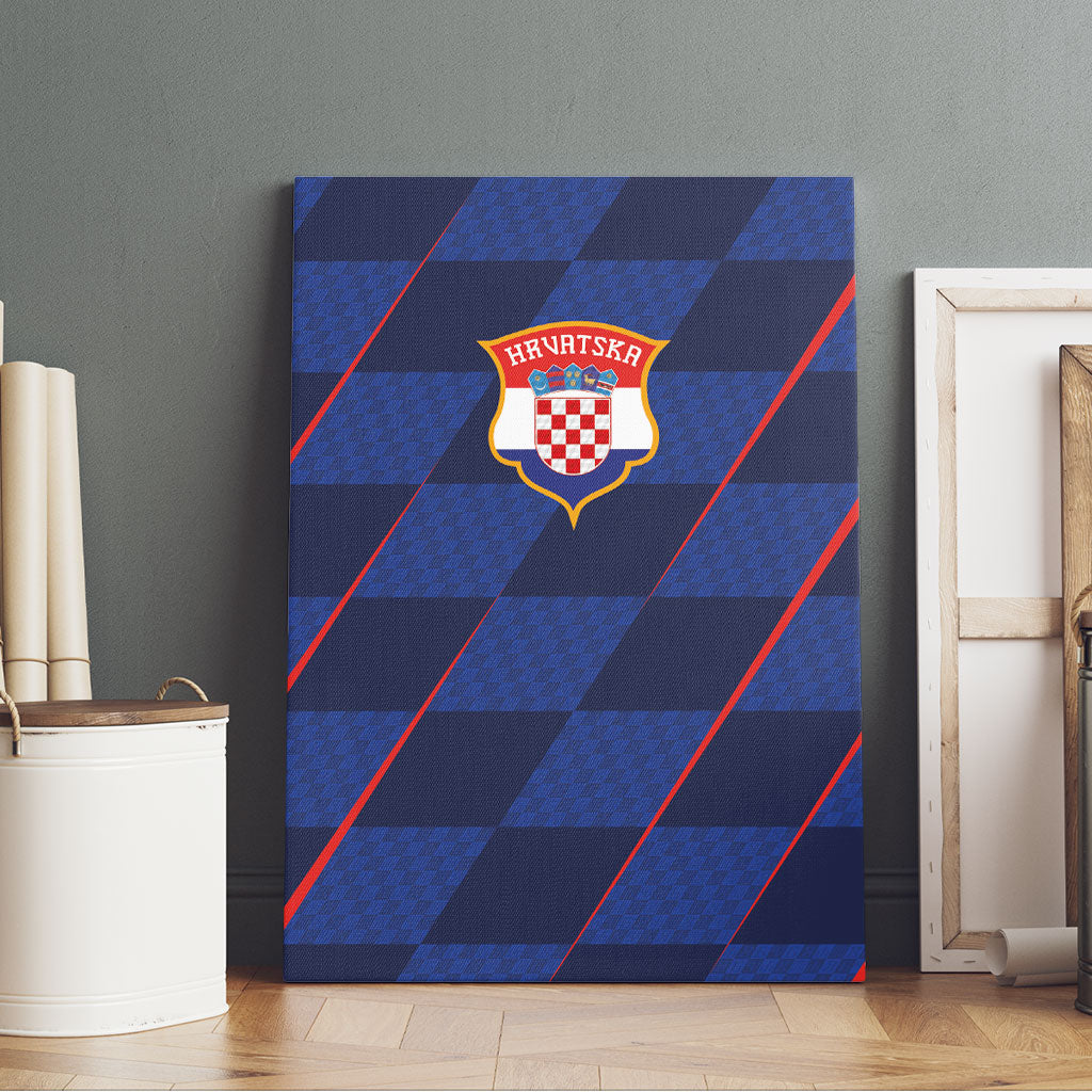 Croatia Football Canvas Wall Art Glagolitic Script Checkerboard Sporty Style Away Color