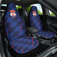 Croatia Football Car Seat Cover Glagolitic Script Checkerboard Sporty Style Away Color
