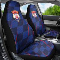 Croatia Football Car Seat Cover Glagolitic Script Checkerboard Sporty Style Away Color