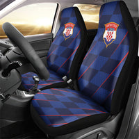 Croatia Football Car Seat Cover Glagolitic Script Checkerboard Sporty Style Away Color