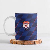 Croatia Football Custom Ceramic Mug Glagolitic Script Checkerboard Sporty Style Away Color