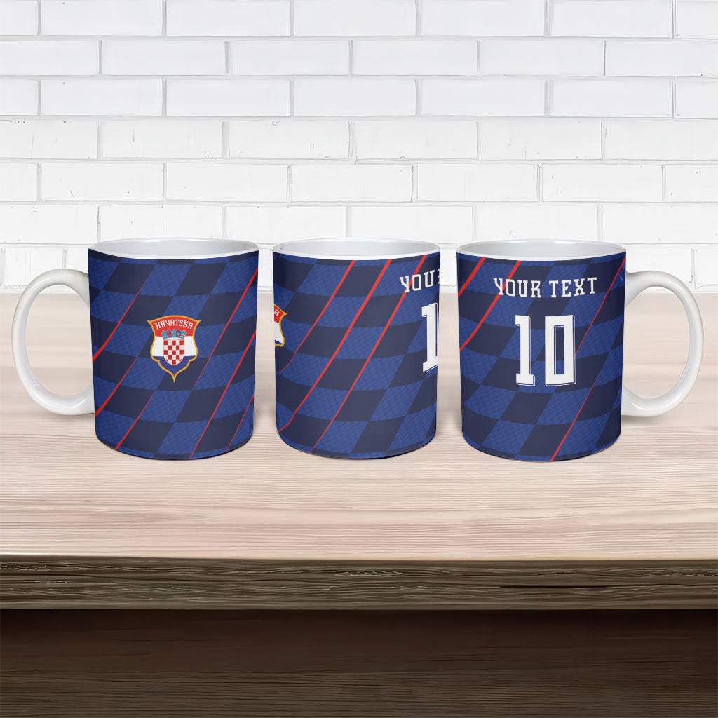 Croatia Football Custom Ceramic Mug Glagolitic Script Checkerboard Sporty Style Away Color