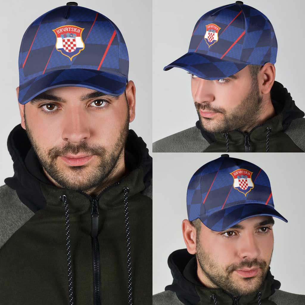 Croatia Football Classic Cap Glagolitic Script Checkerboard Sporty Style Away Color
