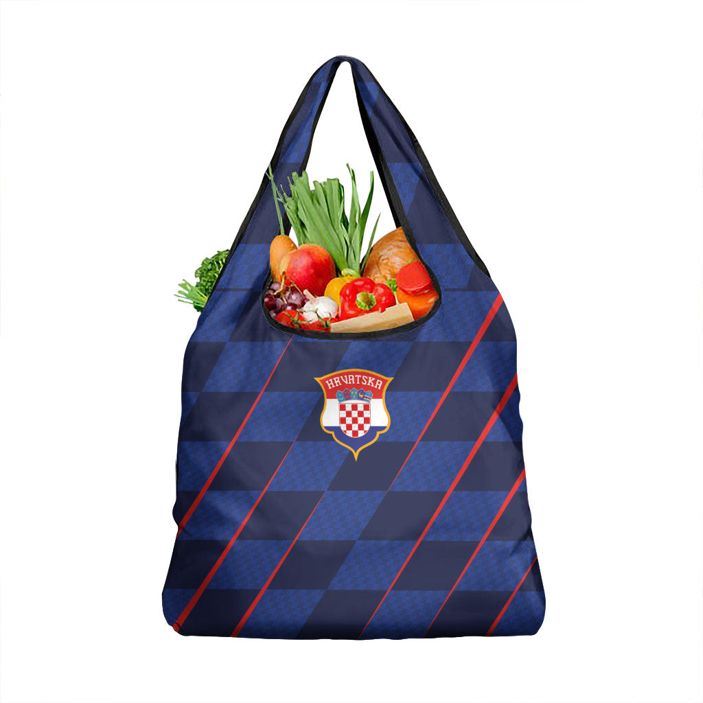 Croatia Football Grocery Bag Glagolitic Script Checkerboard Sporty Style Away Color