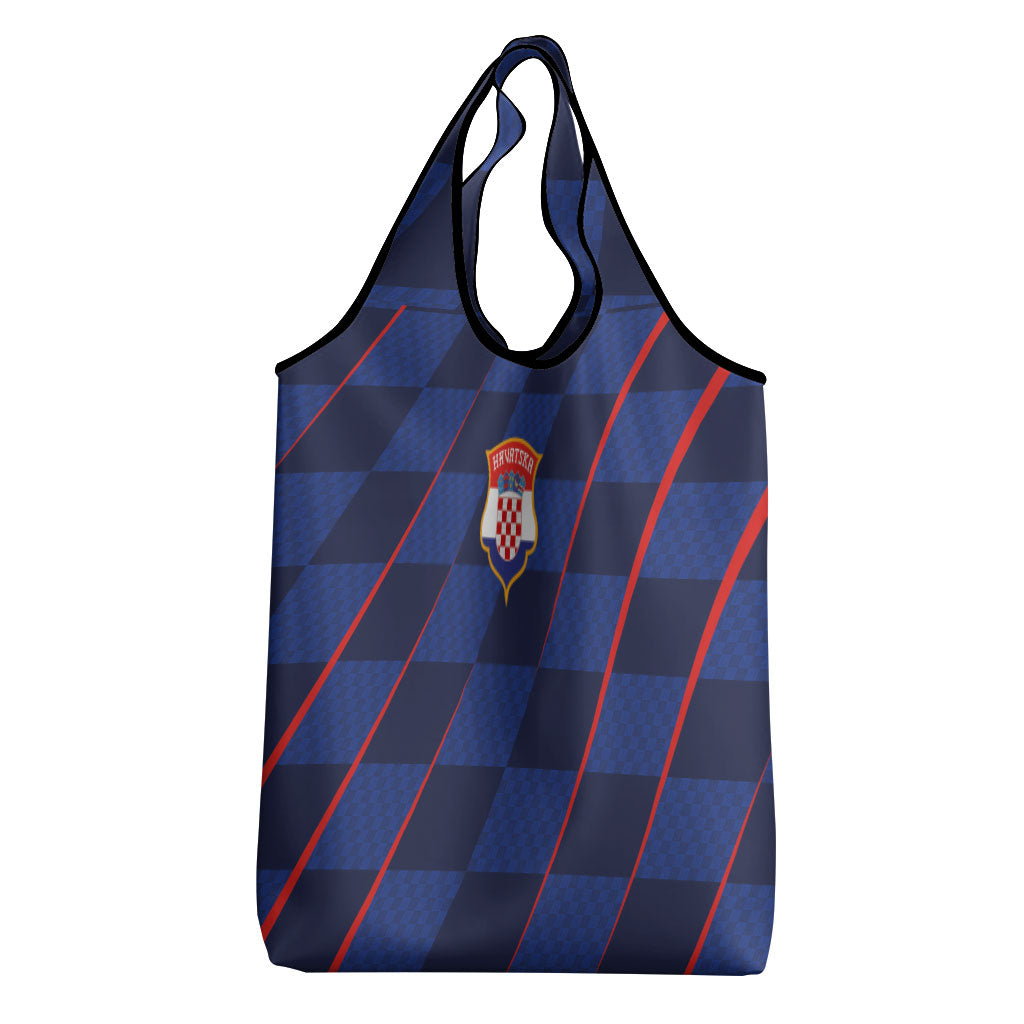 Croatia Football Grocery Bag Glagolitic Script Checkerboard Sporty Style Away Color