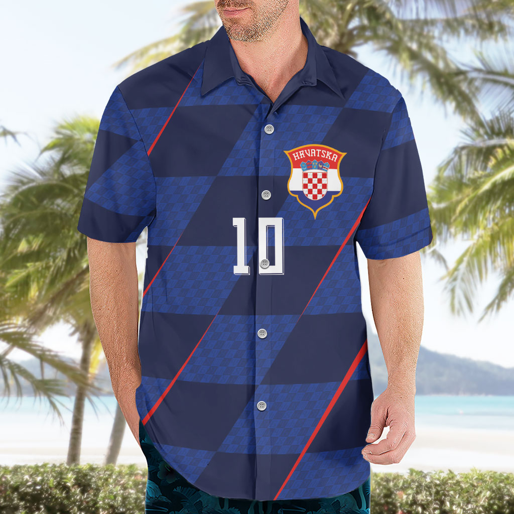 Croatia Football Custom Hawaiian Shirt Glagolitic Script Checkerboard Sporty Style Away Color