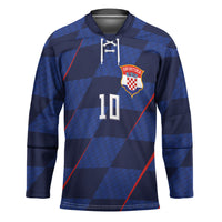 Croatia Football Custom Hockey Jersey Glagolitic Script Checkerboard Sporty Style Away Color